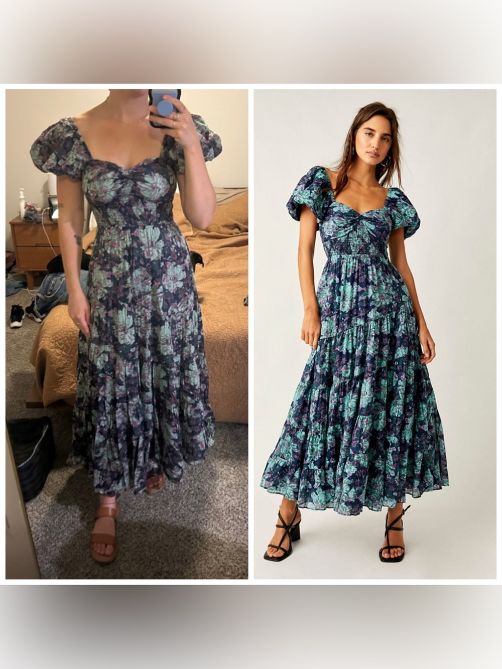 Free People Sundrenched Maxi Dress Green Purple XS